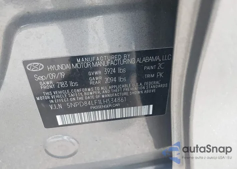 2020 Hyundai Elantra Sel z USA, uszkodzony, nr VIN 5NPD84LF1LH534861